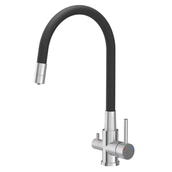 Bateria kuchenna AGNES trójdrożna do filtra elastyczna wylewka czarna/inox