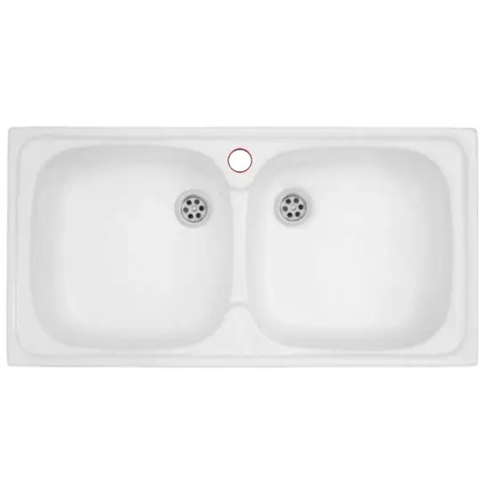 Zlewozmywak akrylowy 40x80x14cm 2-komorowy nakładany na blat