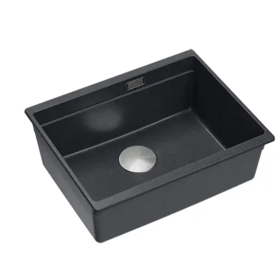 LOGAN 100 zlewozmywak granitowy czarny/inox 56x45x21,5 cm podwieszany z zestawem
